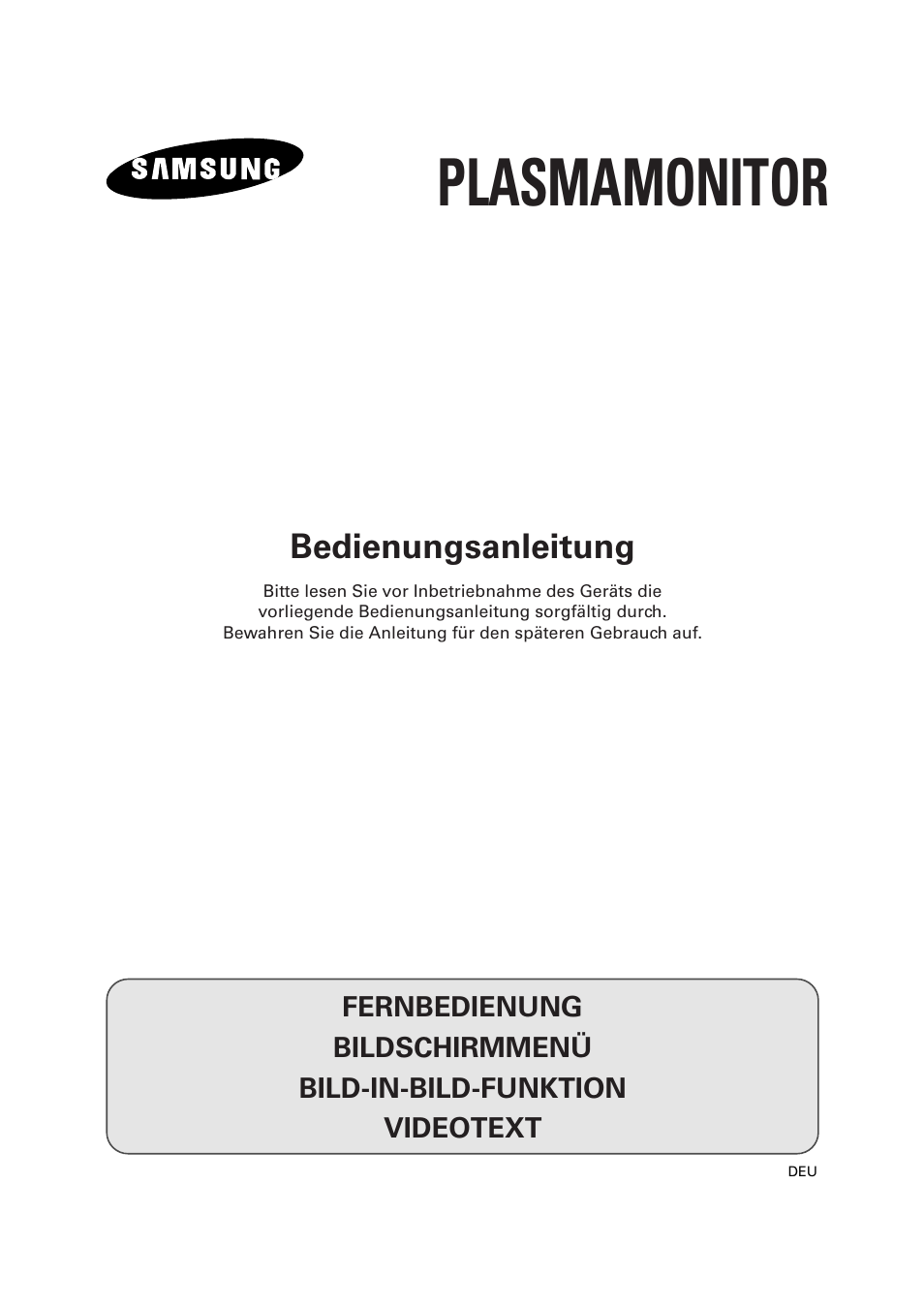 Plasmamonitor, Bedienungsanleitung | Samsung PS-50P2HT User Manual | Page 57 / 337