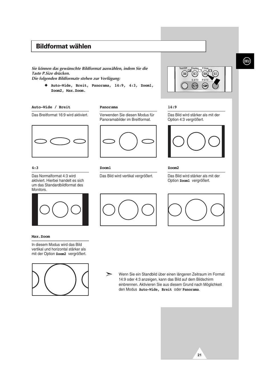 Bildformat wählen | Samsung PS-50P2HT User Manual | Page 77 / 337