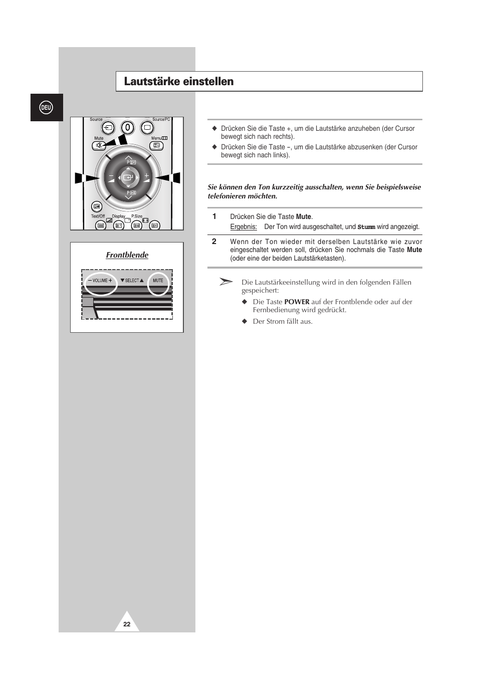 Lautstärke einstellen | Samsung PS-50P2HT User Manual | Page 78 / 337