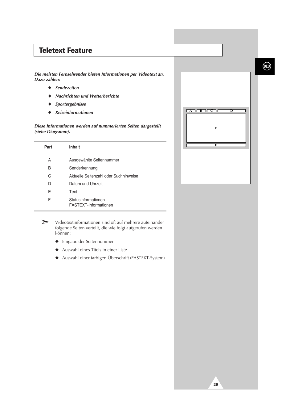 Teletext feature | Samsung PS-50P2HT User Manual | Page 85 / 337