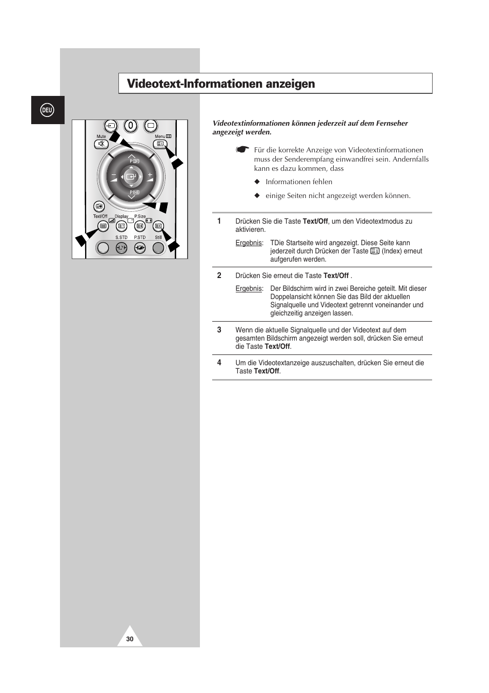 Videotext-informationen anzeigen | Samsung PS-50P2HT User Manual | Page 86 / 337