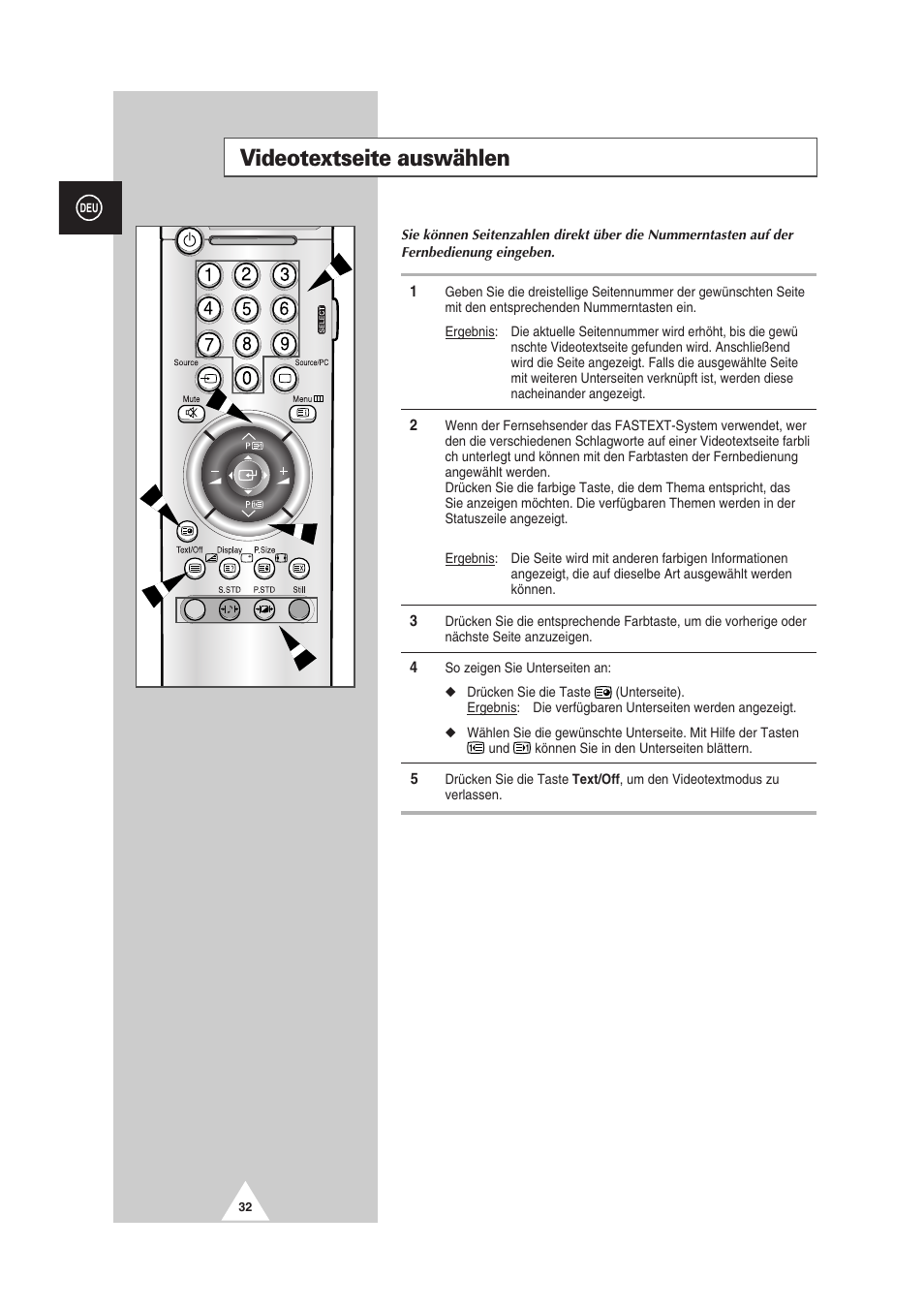 Videotextseite auswählen | Samsung PS-50P2HT User Manual | Page 88 / 337