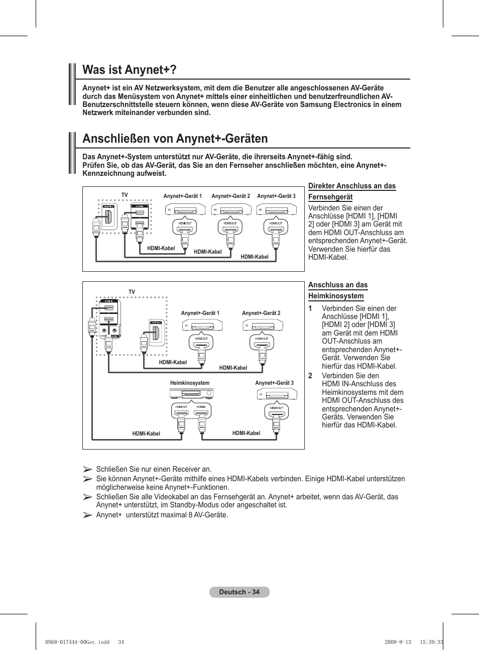 Anschließen von anynet+-geräten, Was ist anynet | Samsung PS42A411C2 User Manual | Page 129 / 568