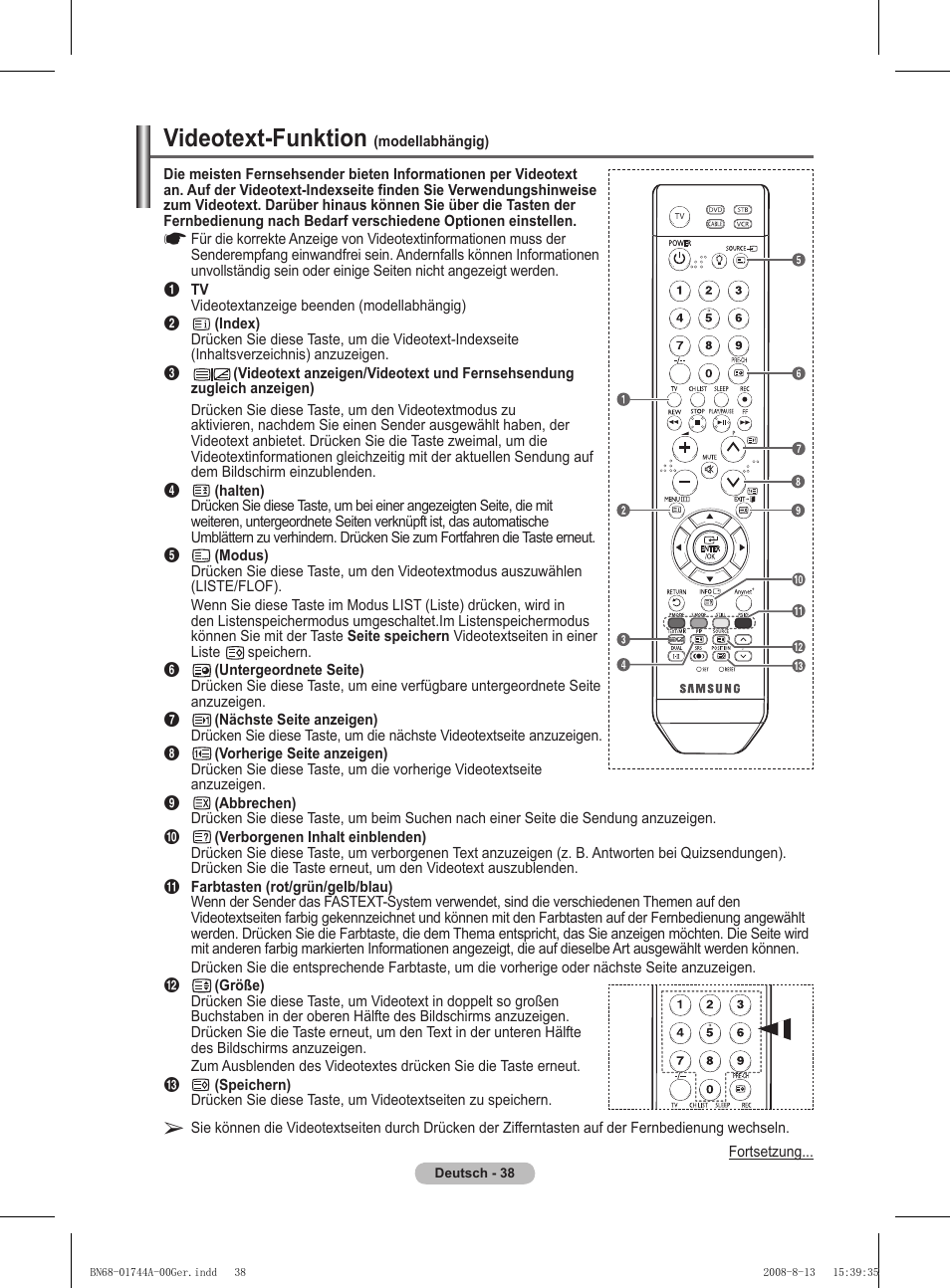 Videotext-funktion | Samsung PS42A411C2 User Manual | Page 133 / 568