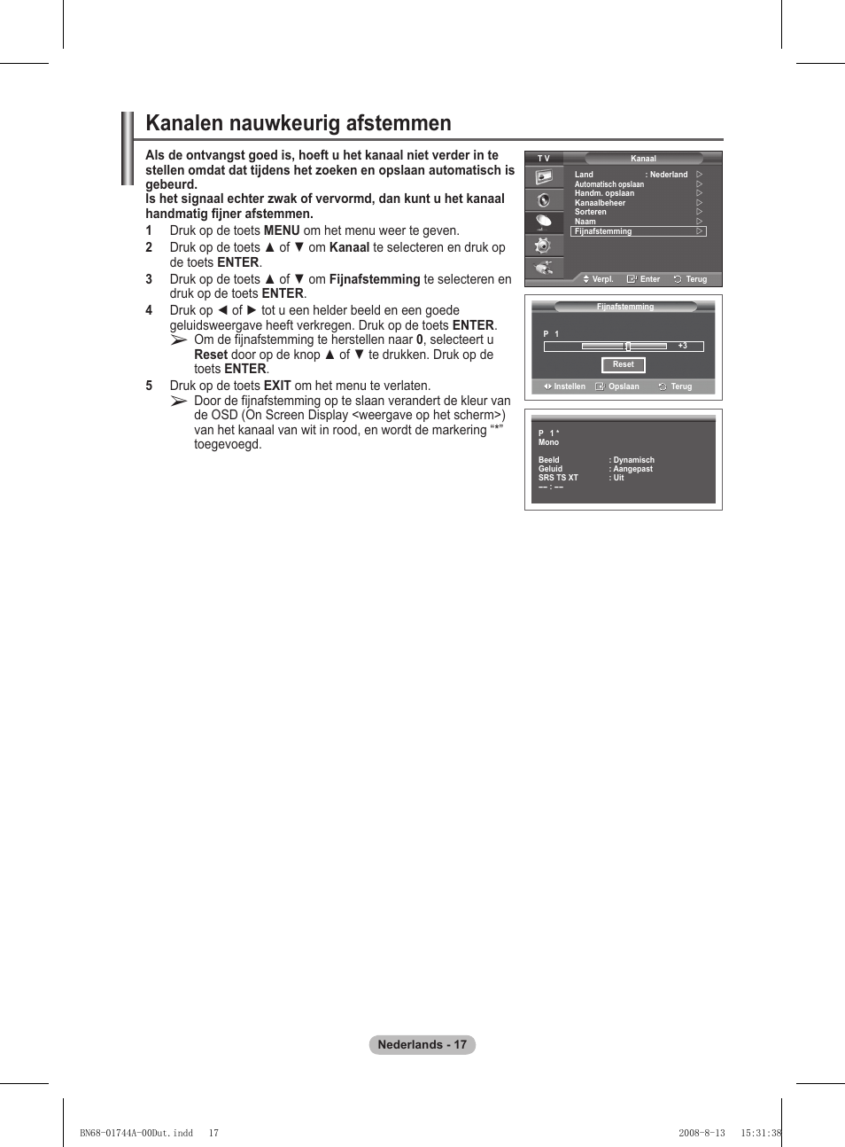 Kanalen nauwkeurig afstemmen | Samsung PS42A411C2 User Manual | Page 159 / 568