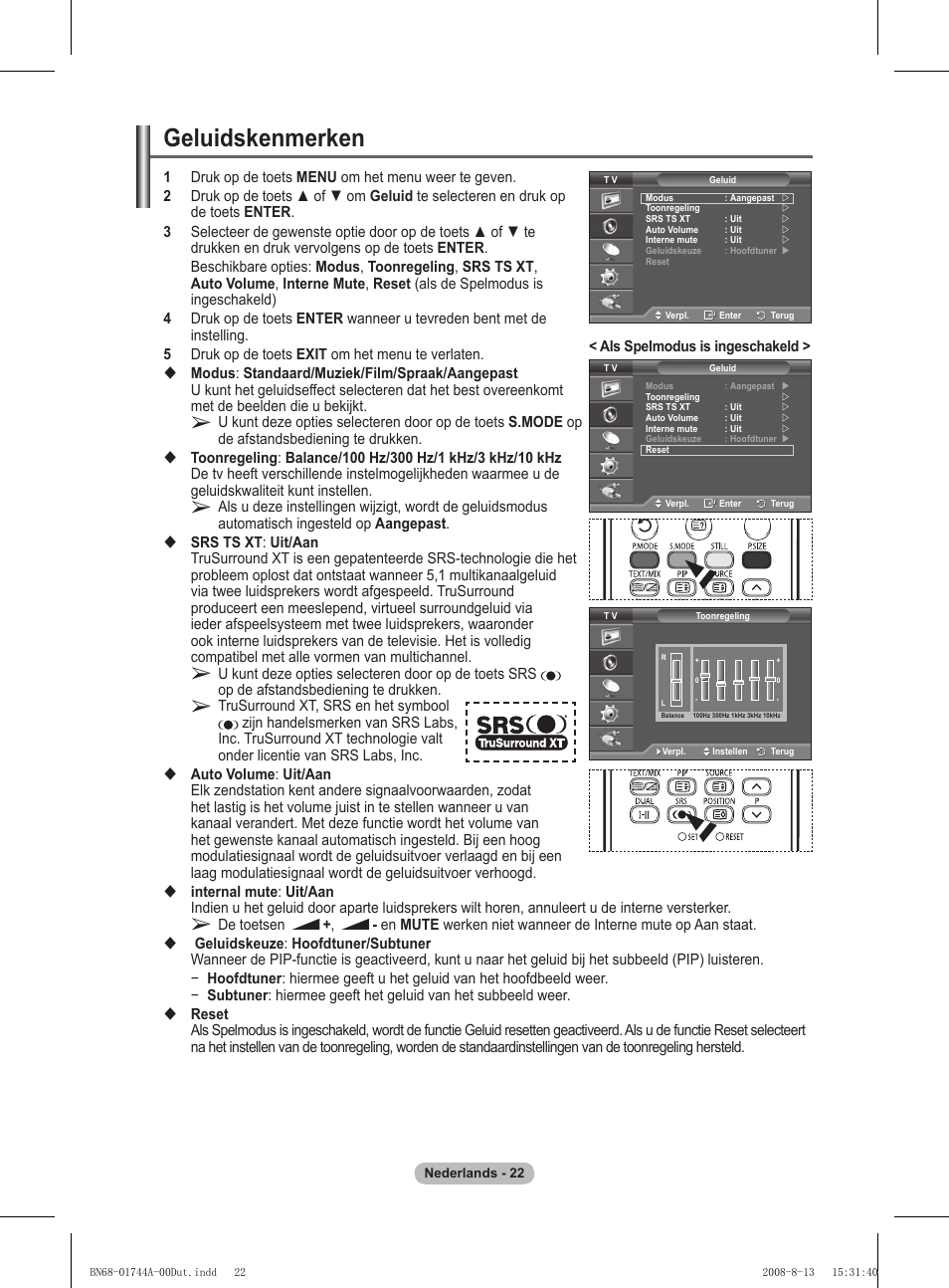 Geluidskenmerken | Samsung PS42A411C2 User Manual | Page 164 / 568