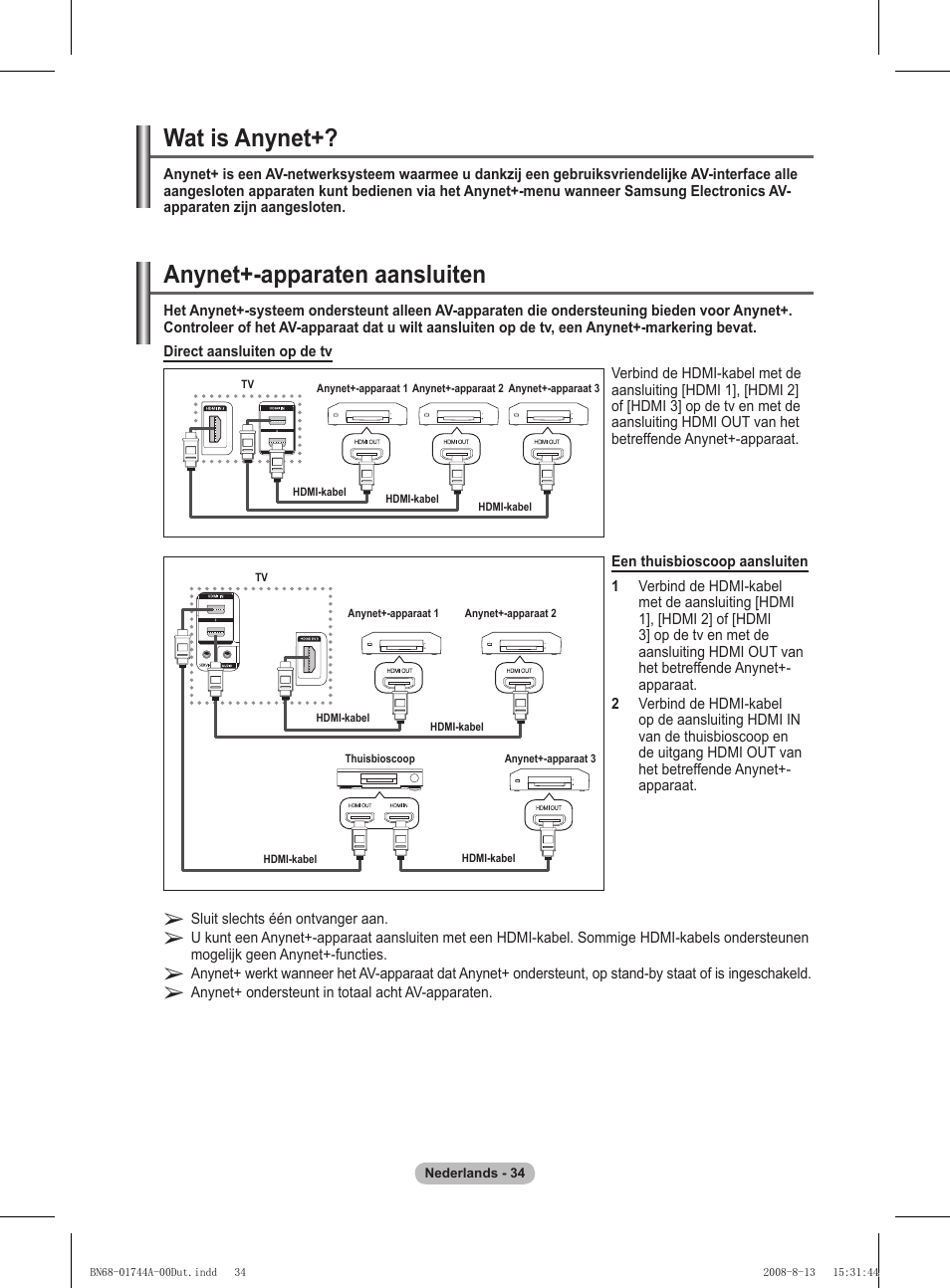 Anynet+-apparaten aansluiten, Wat is anynet | Samsung PS42A411C2 User Manual | Page 176 / 568