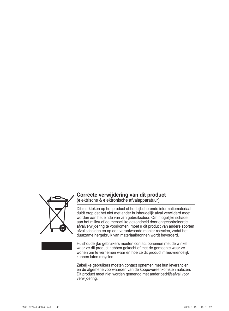 Correcte verwijdering van dit product | Samsung PS42A411C2 User Manual | Page 190 / 568