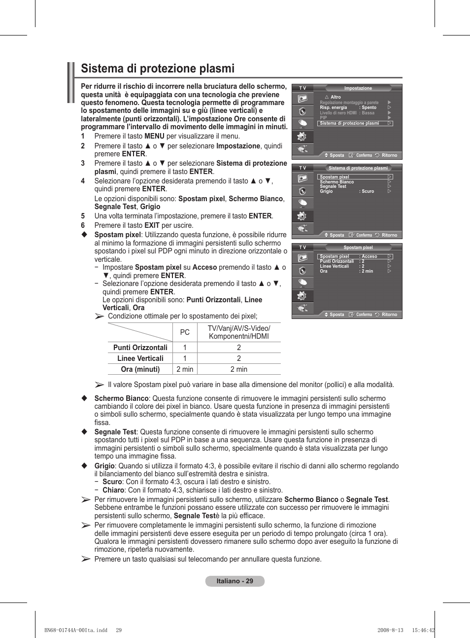 Sistema di protezione plasmi | Samsung PS42A411C2 User Manual | Page 218 / 568