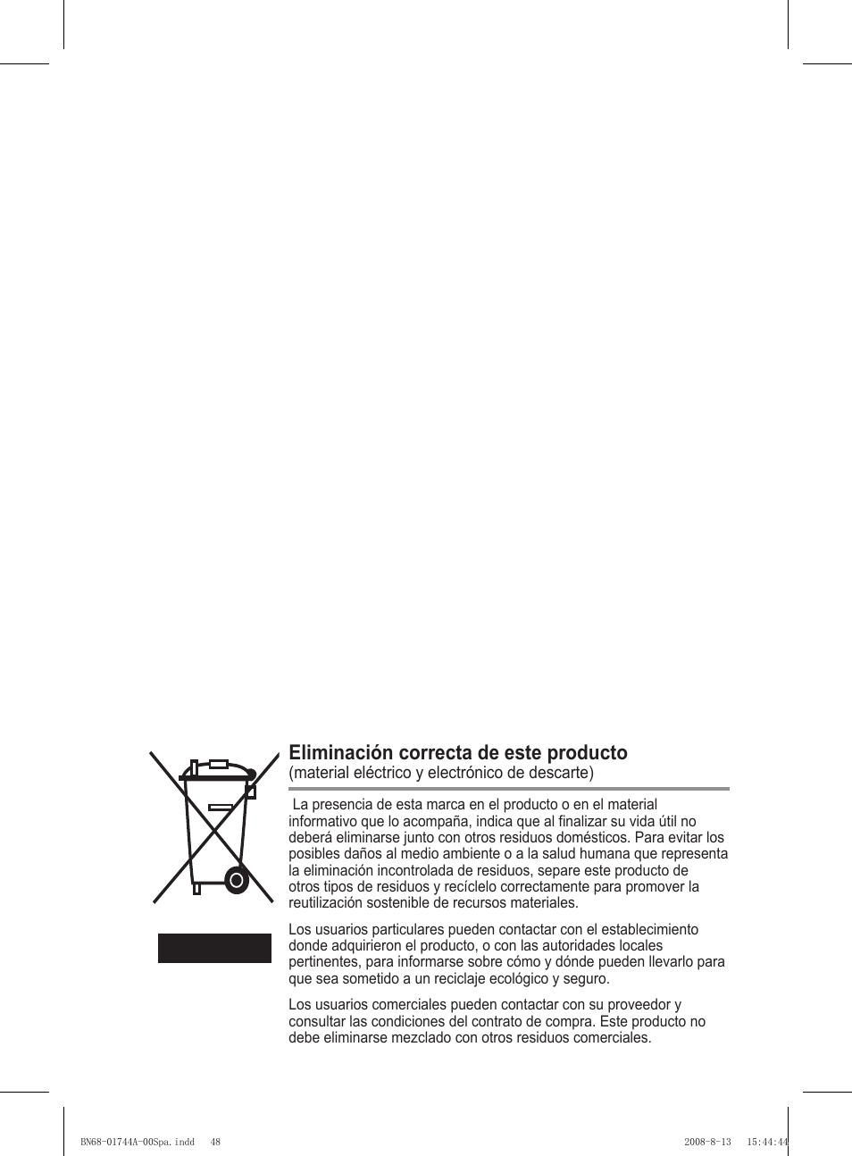 Eliminación correcta de este producto | Samsung PS42A411C2 User Manual | Page 286 / 568