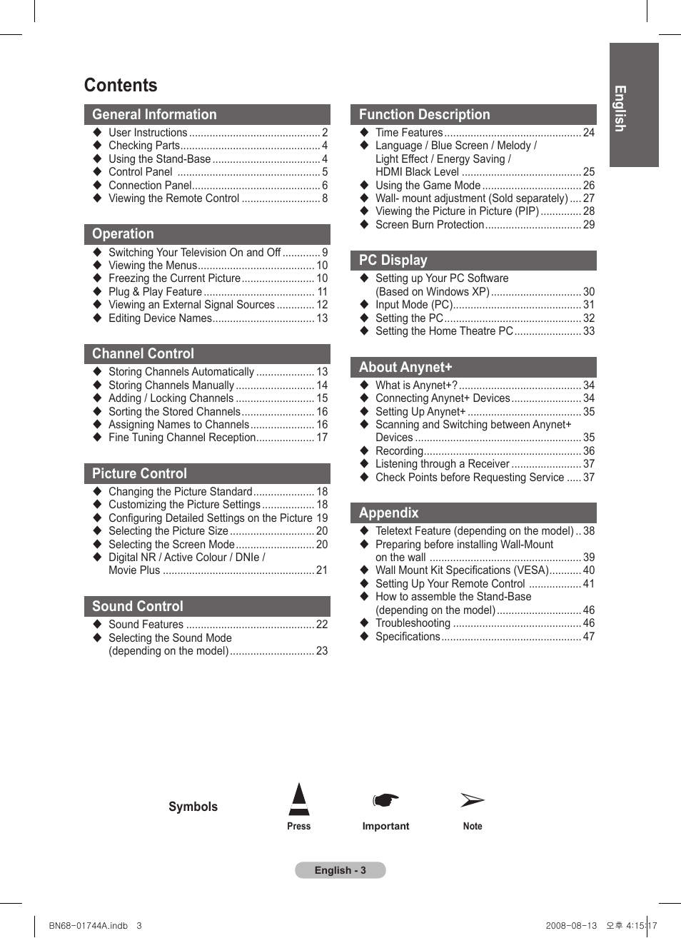 Samsung PS42A411C2 User Manual | Page 3 / 568