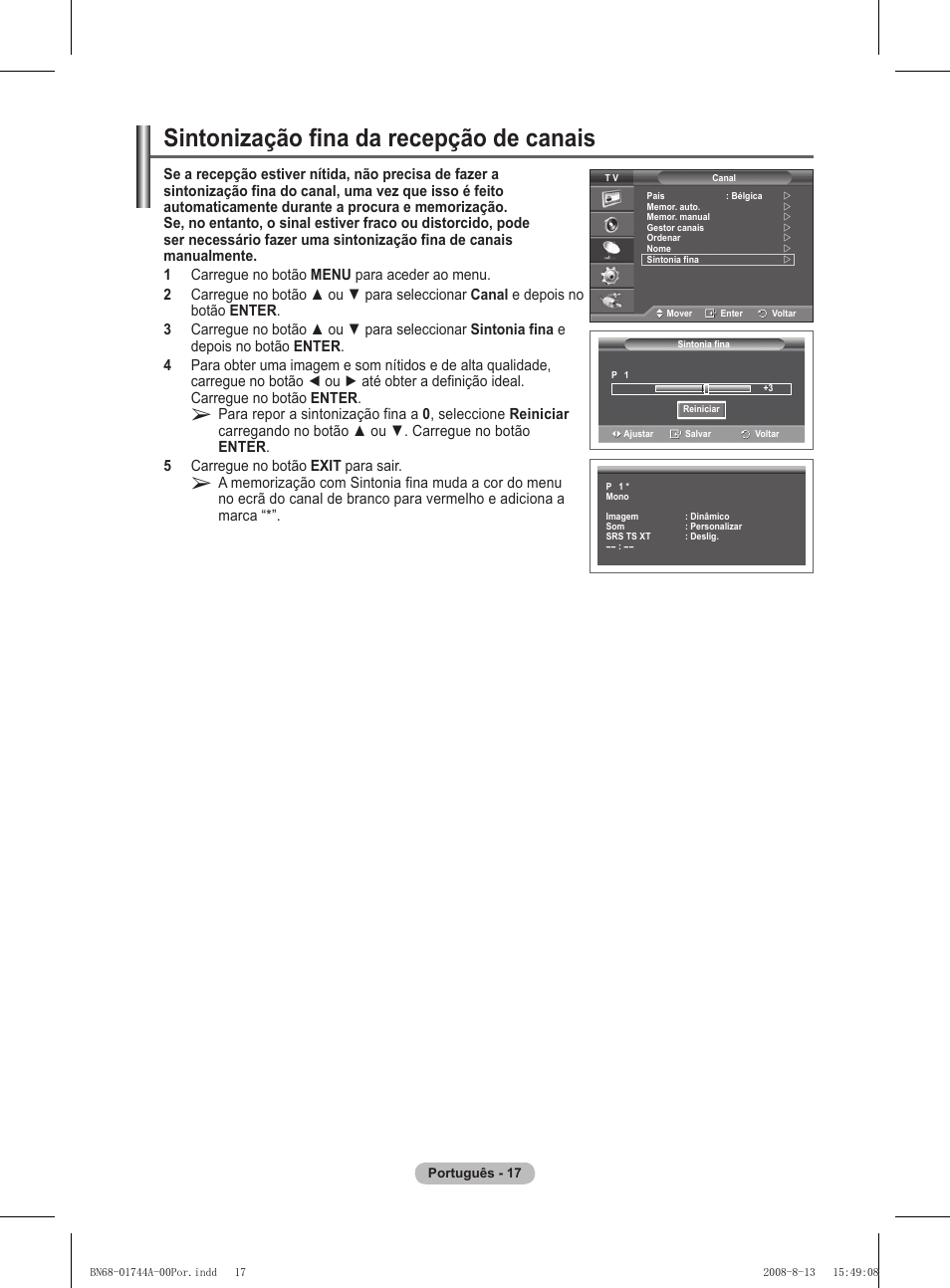 Sintonização fina da recepção de canais | Samsung PS42A411C2 User Manual | Page 302 / 568