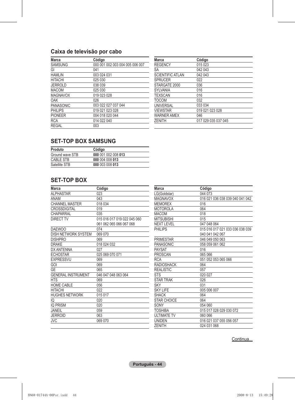 Caixa de televisão por cabo set-top box samsung, Set-top box | Samsung PS42A411C2 User Manual | Page 329 / 568