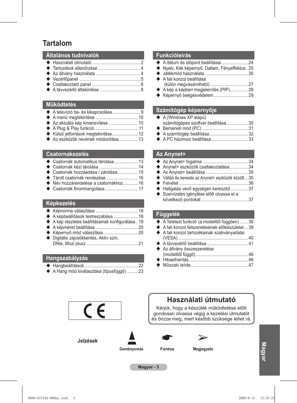 Tartalom, Használati útmutató | Samsung PS42A411C2 User Manual | Page 335 / 568