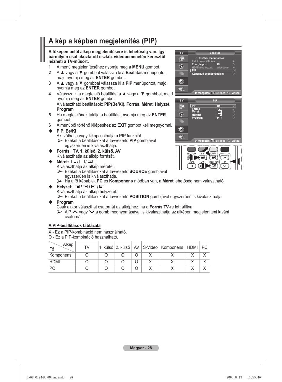 A kép a képben megjelenítés (pip) | Samsung PS42A411C2 User Manual | Page 360 / 568