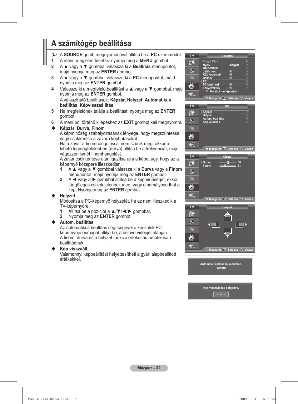 A számítógép beállítása | Samsung PS42A411C2 User Manual | Page 364 / 568