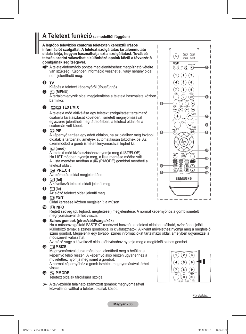 A teletext funkció | Samsung PS42A411C2 User Manual | Page 370 / 568