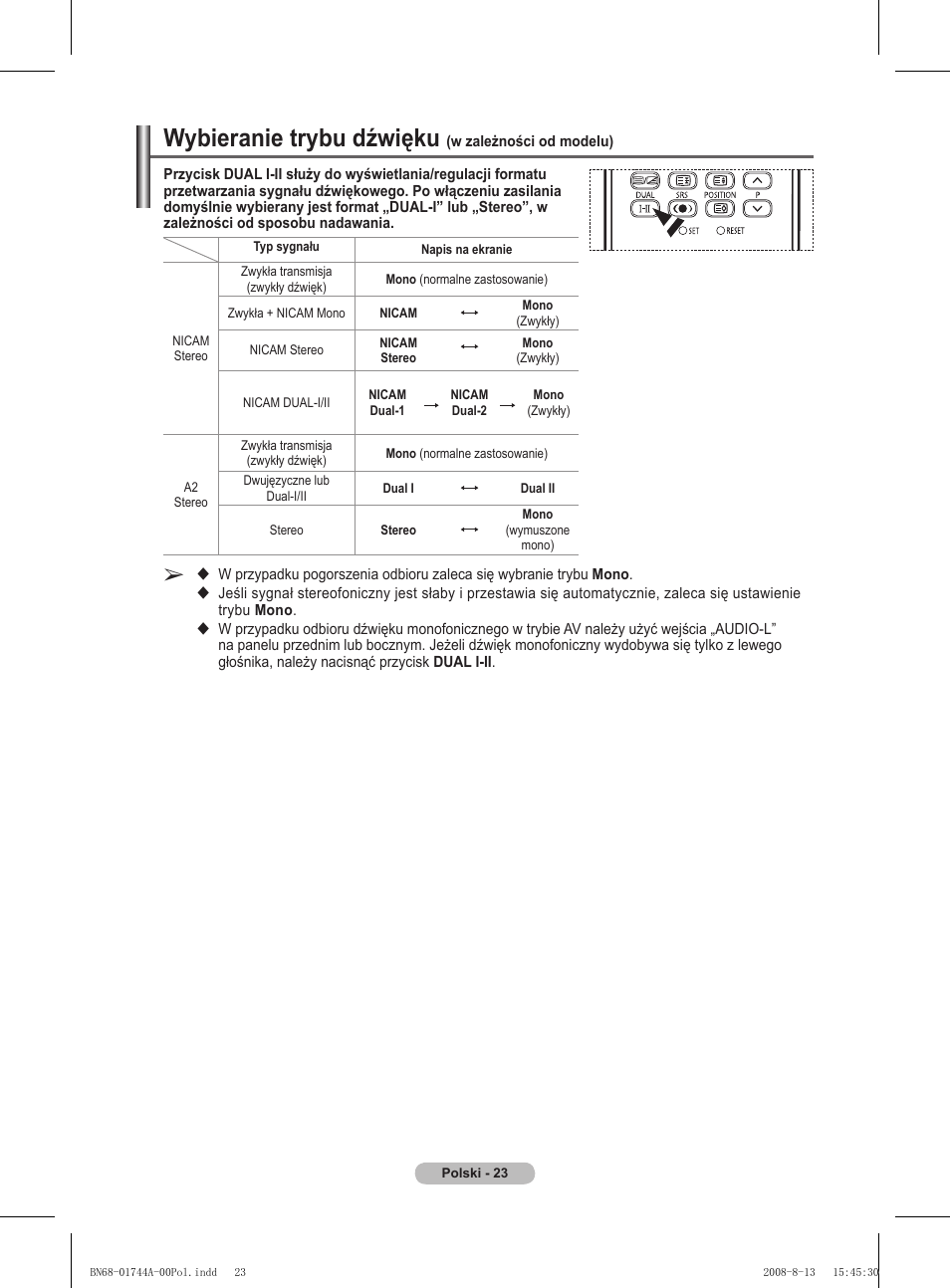 Wybieranie trybu dźwięku | Samsung PS42A411C2 User Manual | Page 402 / 568