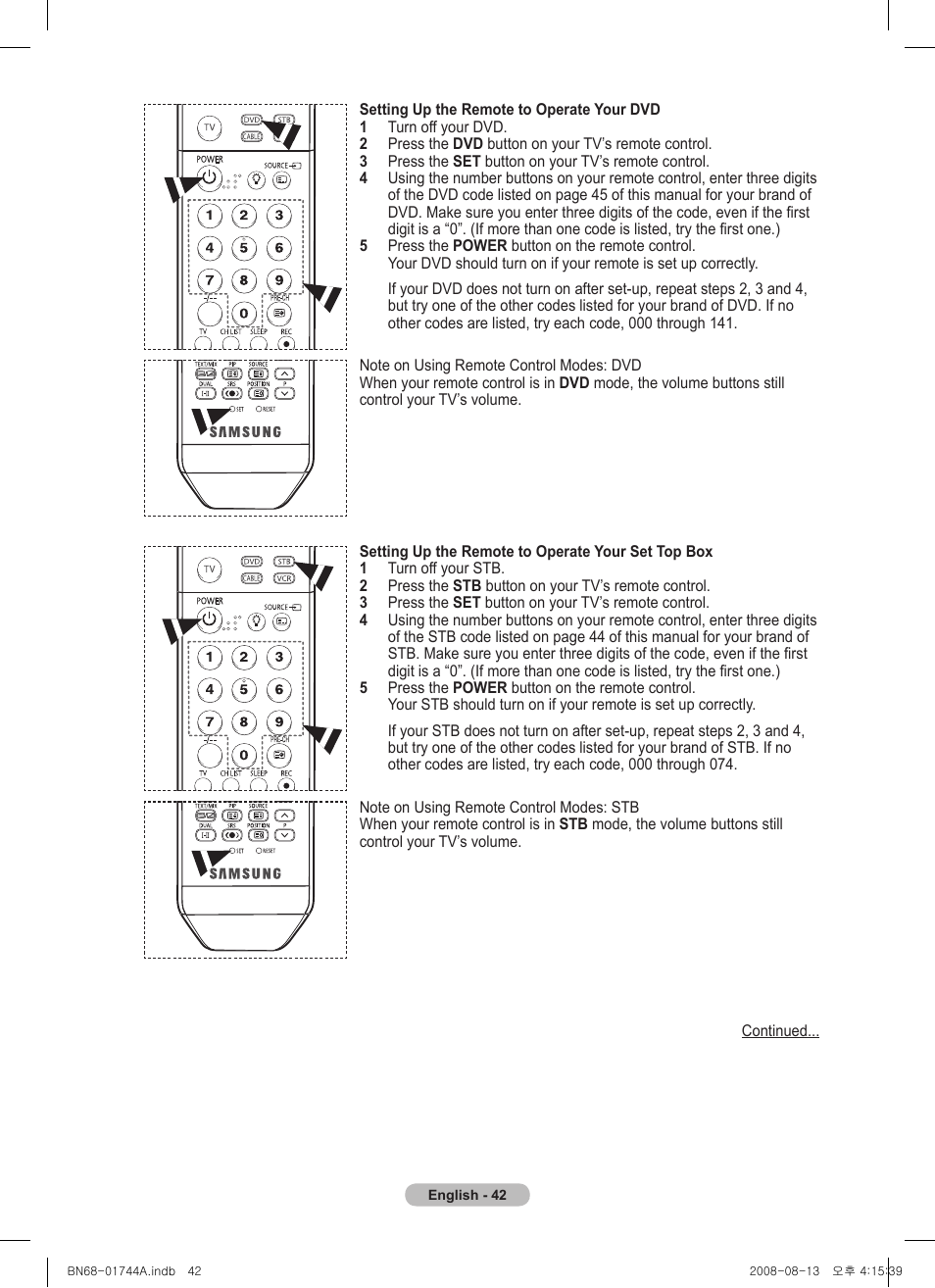 Samsung PS42A411C2 User Manual | Page 42 / 568