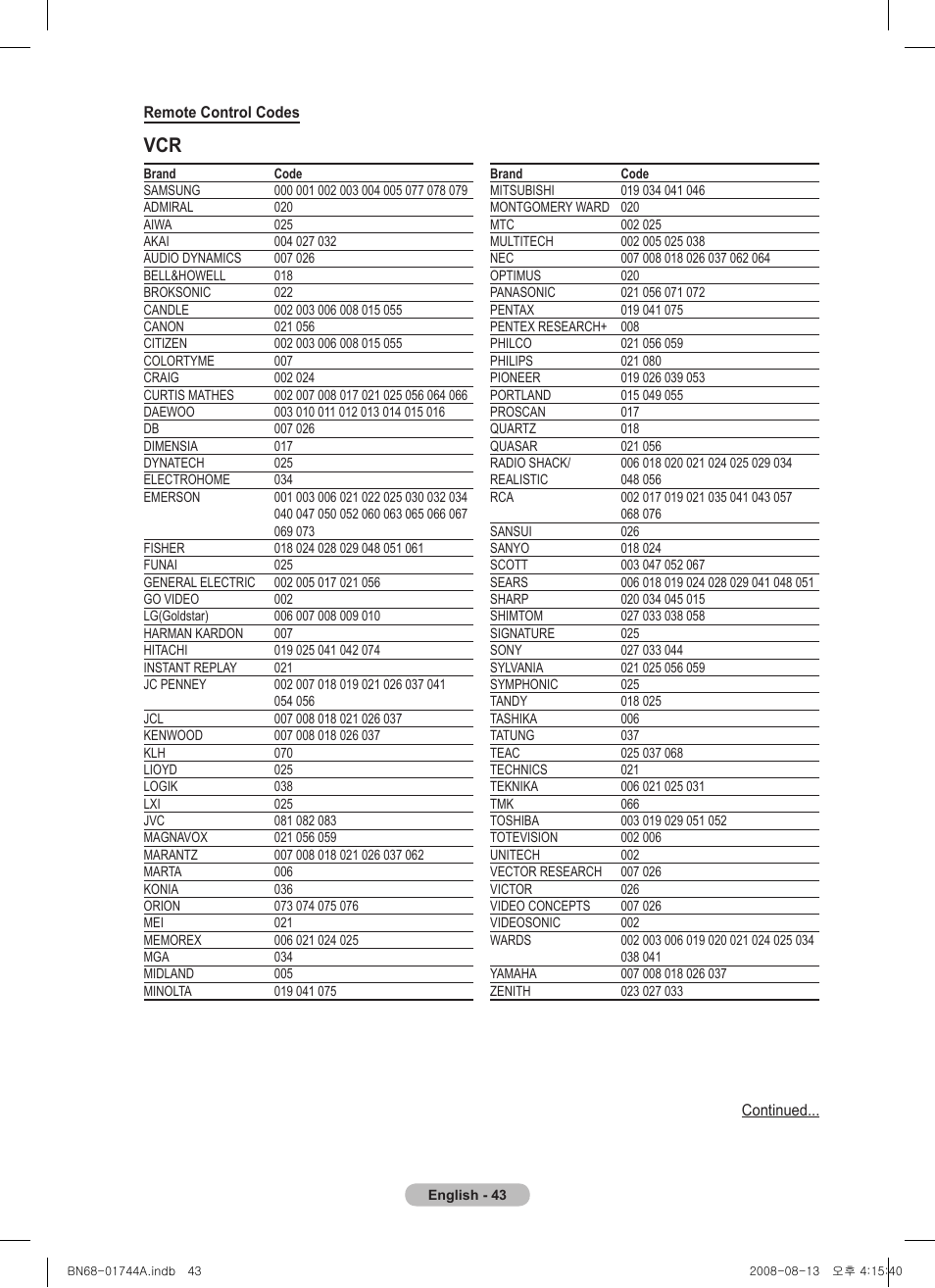 Samsung PS42A411C2 User Manual | Page 43 / 568