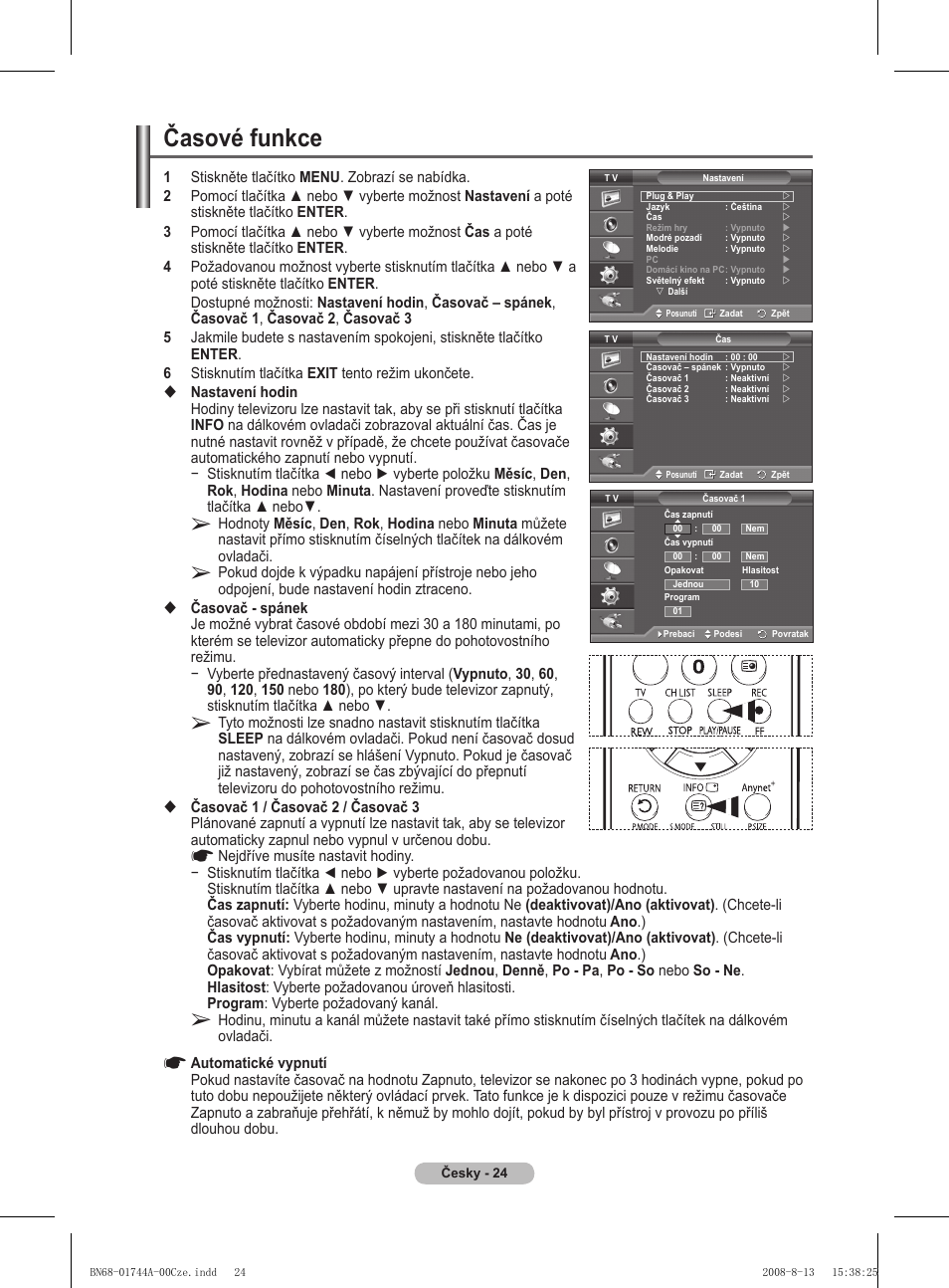 Časové funkce | Samsung PS42A411C2 User Manual | Page 450 / 568