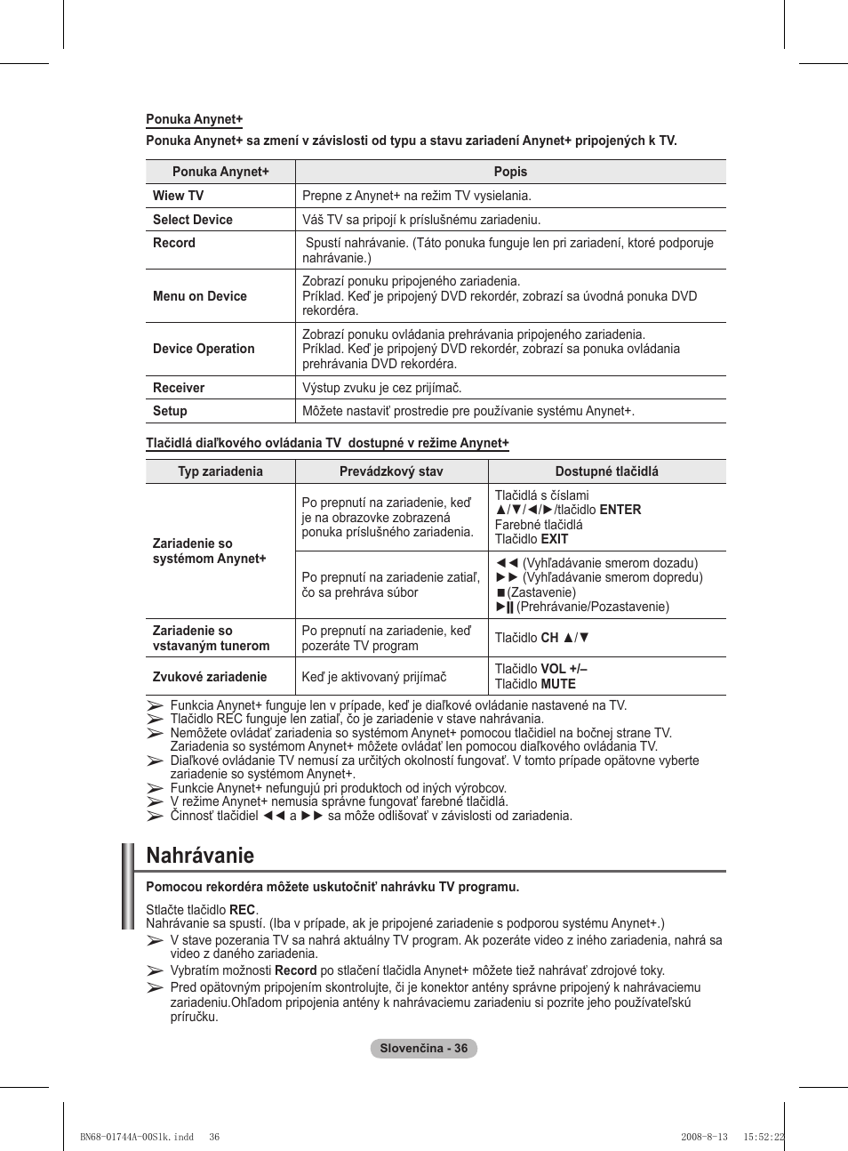 Nahrávanie | Samsung PS42A411C2 User Manual | Page 509 / 568