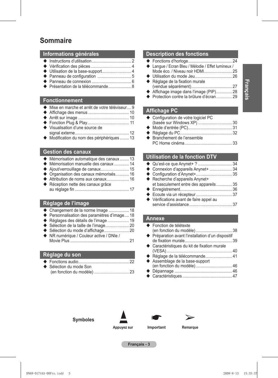 Sommaire | Samsung PS42A411C2 User Manual | Page 51 / 568