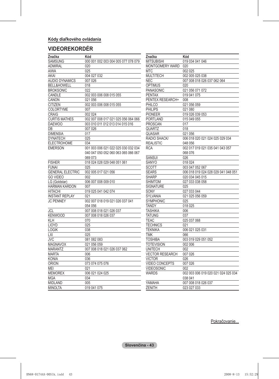 Videorekordér | Samsung PS42A411C2 User Manual | Page 516 / 568