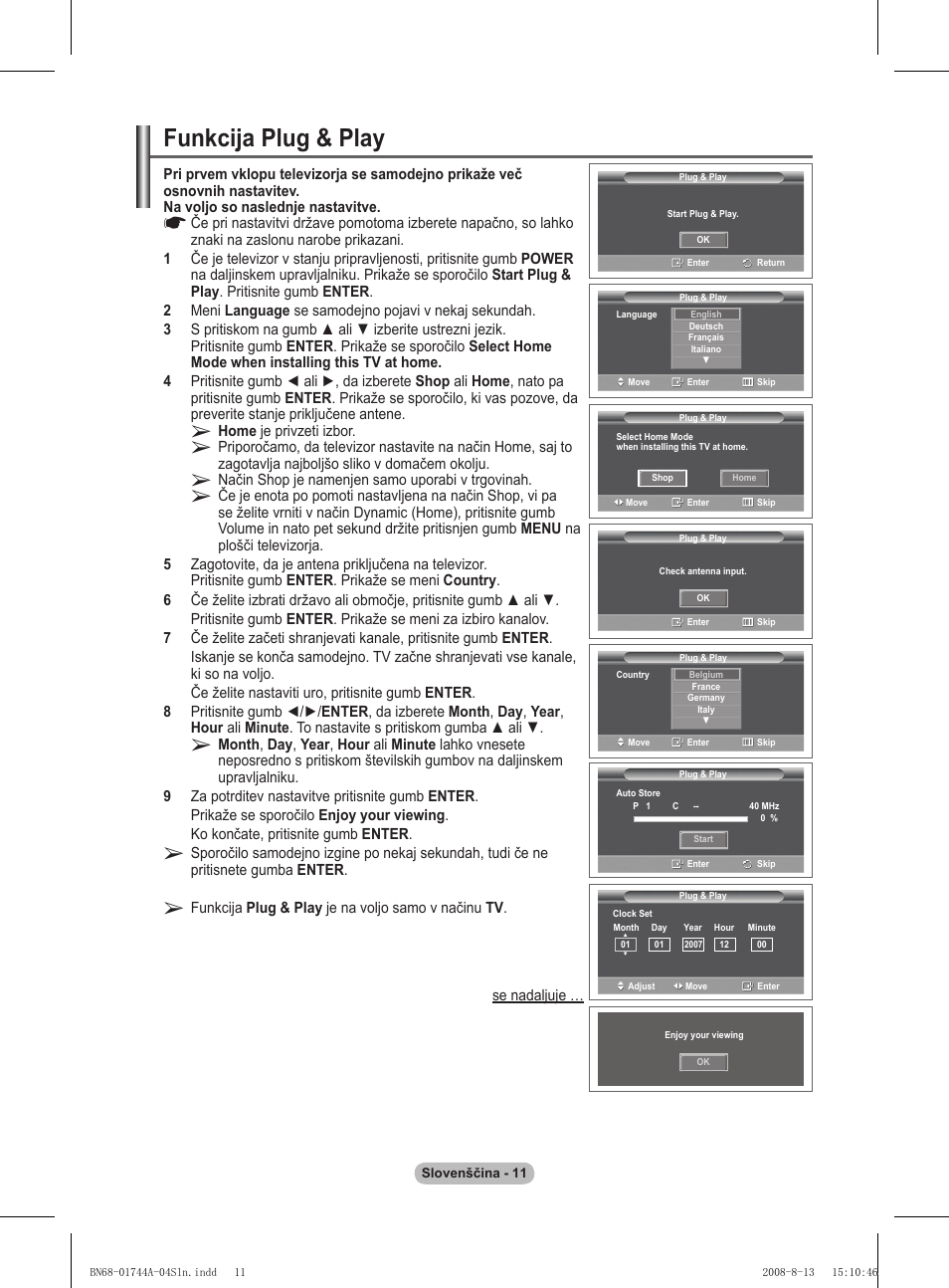 Funkcija plug & play | Samsung PS42A411C2 User Manual | Page 531 / 568