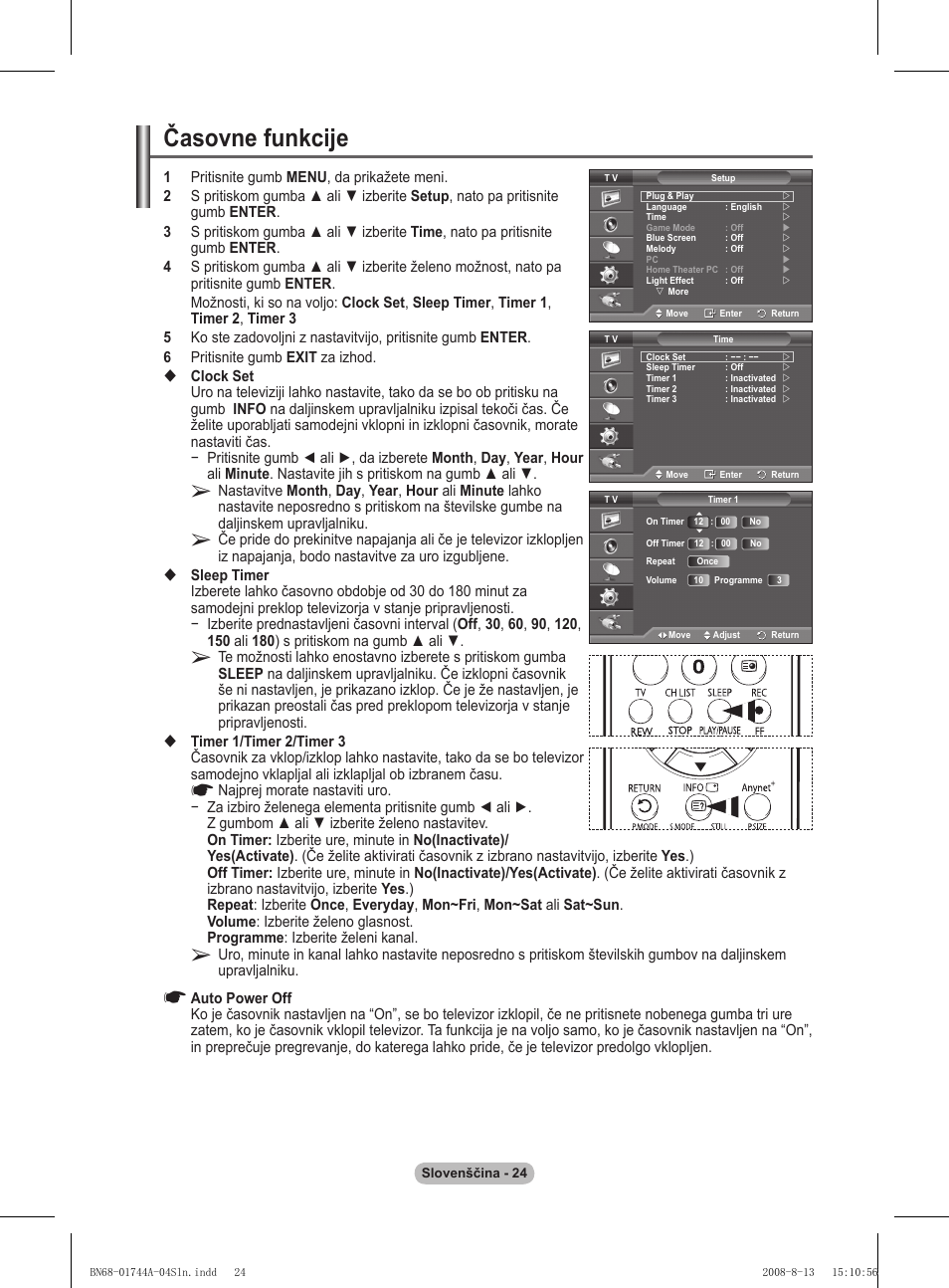 Časovne funkcije | Samsung PS42A411C2 User Manual | Page 544 / 568