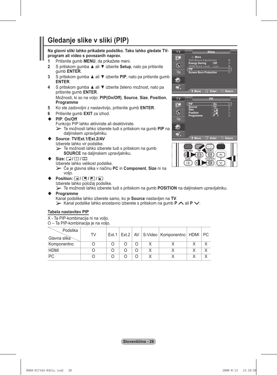 Gledanje slike v sliki (pip) | Samsung PS42A411C2 User Manual | Page 548 / 568