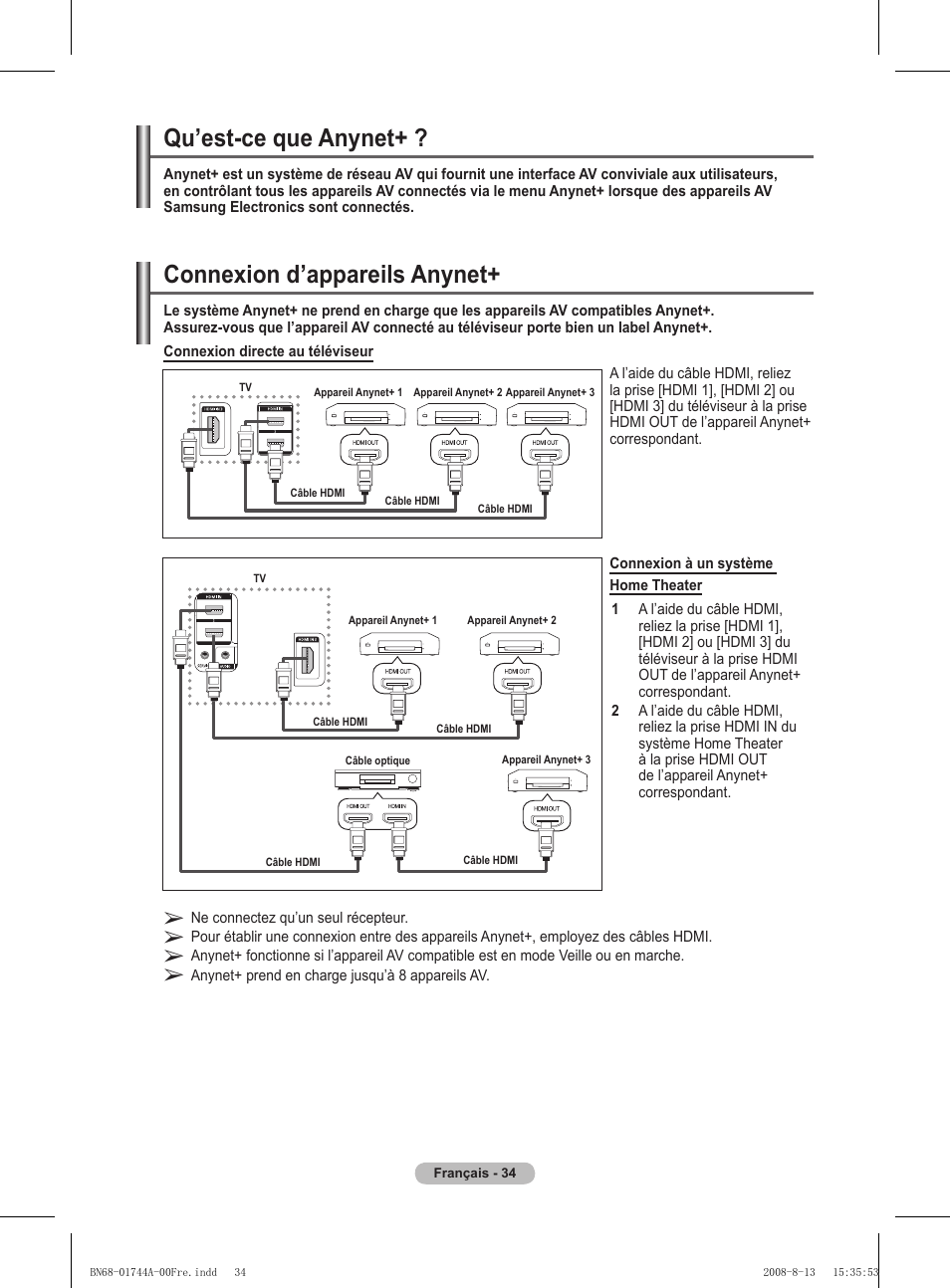 Connexion d’appareils anynet, Qu’est-ce que anynet | Samsung PS42A411C2 User Manual | Page 82 / 568