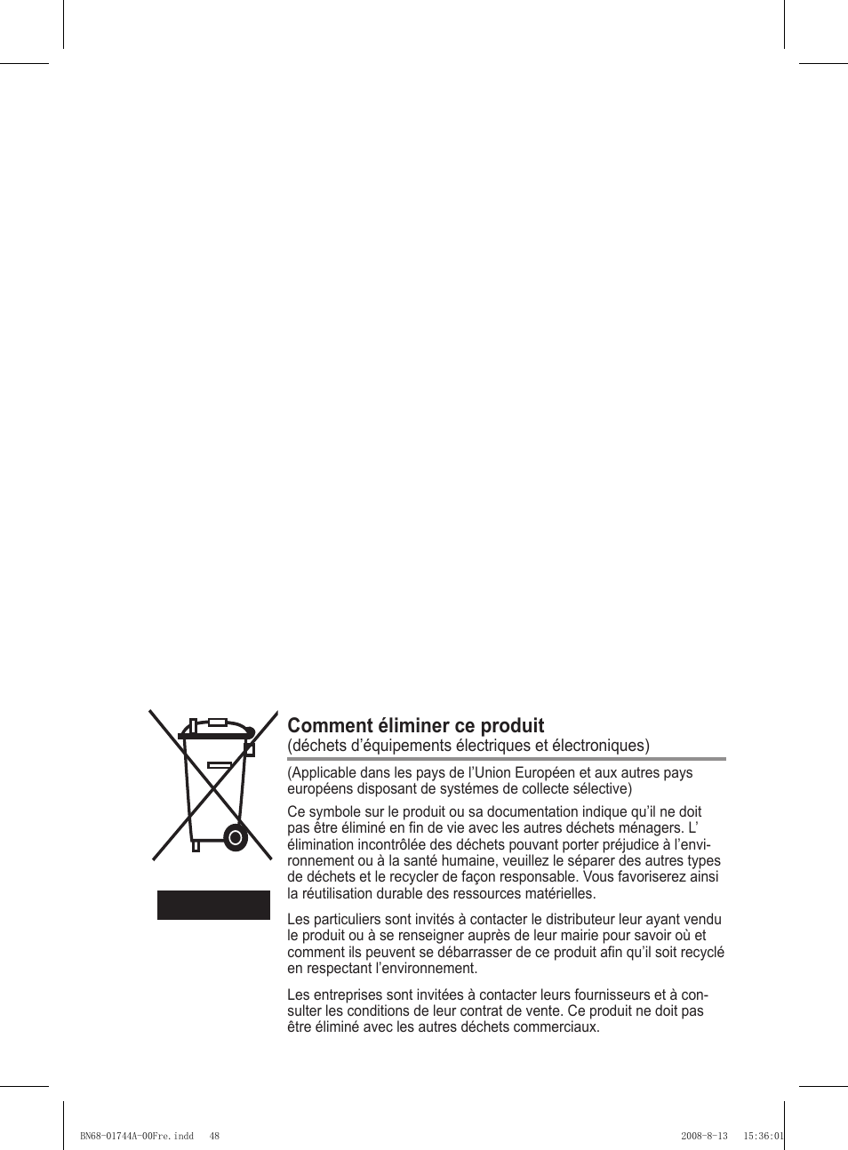 Comment éliminer ce produit | Samsung PS42A411C2 User Manual | Page 96 / 568