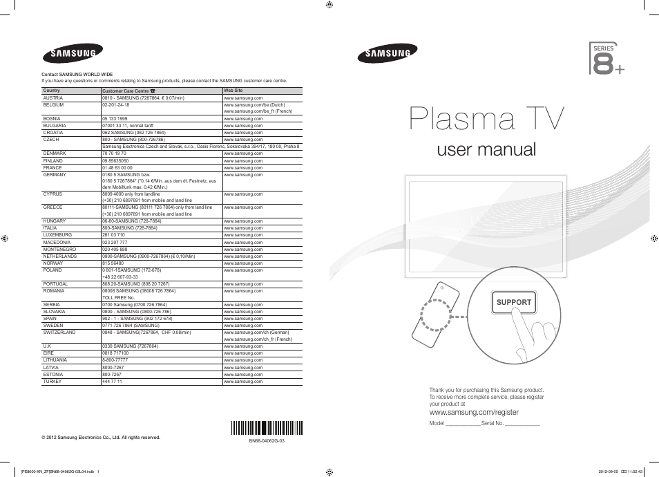 Samsung PS51E8000GS User Manual | 93 pages