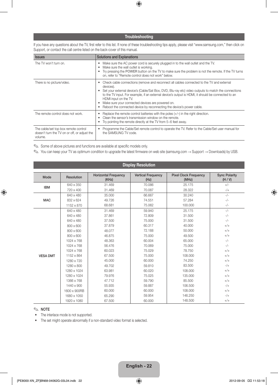 Samsung PS51E8000GS User Manual | Page 22 / 93