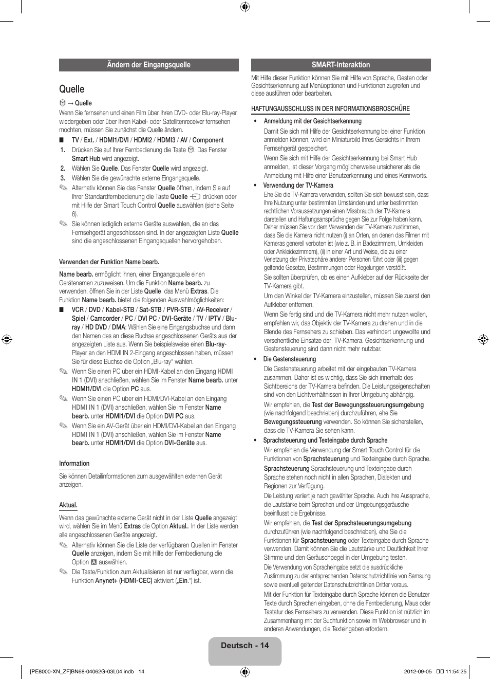 Quelle | Samsung PS51E8000GS User Manual | Page 60 / 93