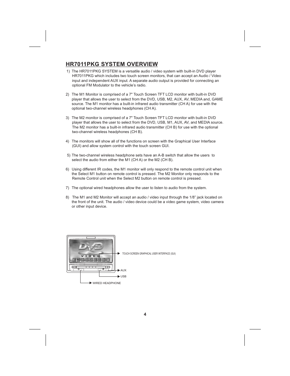 Hr7011pkg system overview | Audiovox HR7011PKG User Manual | Page 4 / 12