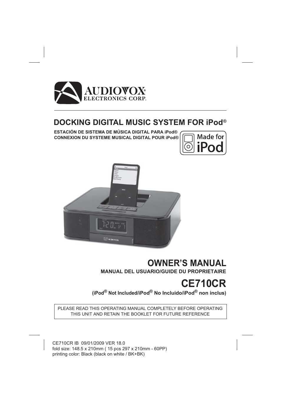 Audiovox CE710CR User Manual | 60 pages