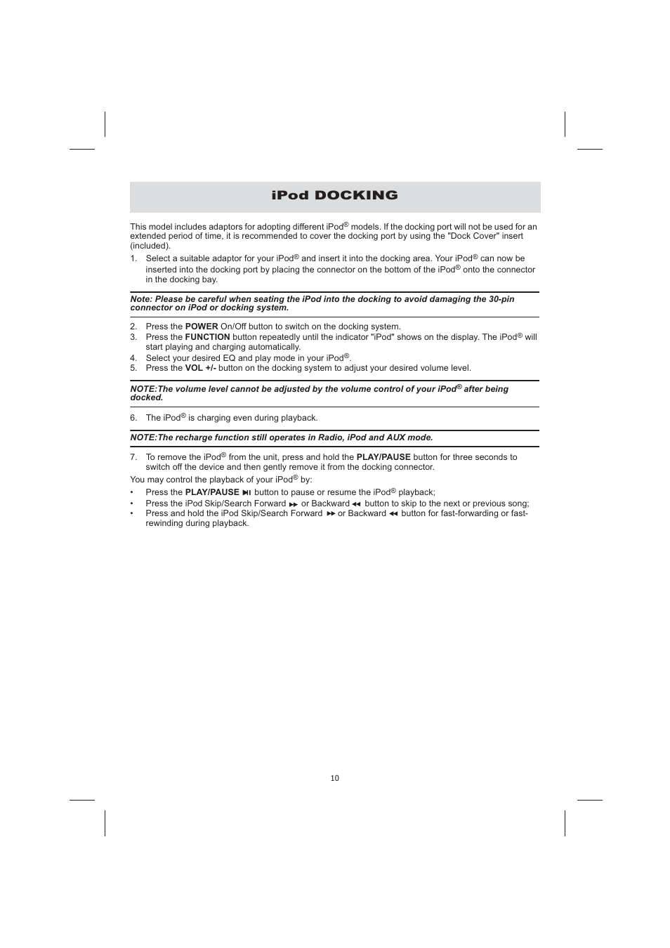 Ipod docking | Audiovox CE710CR User Manual | Page 14 / 60