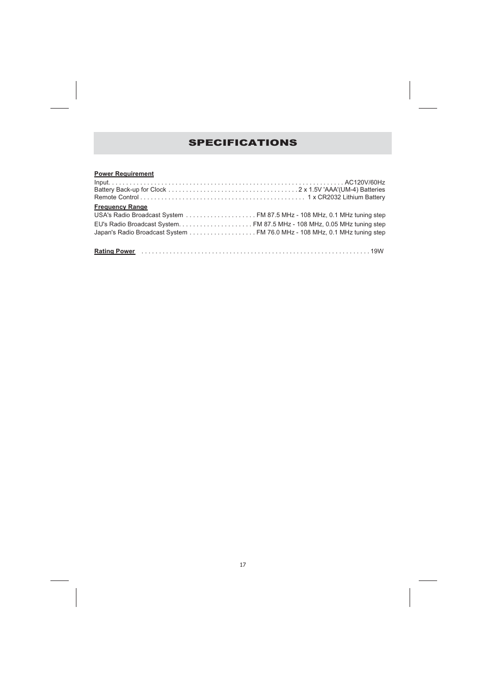 Specifications | Audiovox CE710CR User Manual | Page 21 / 60