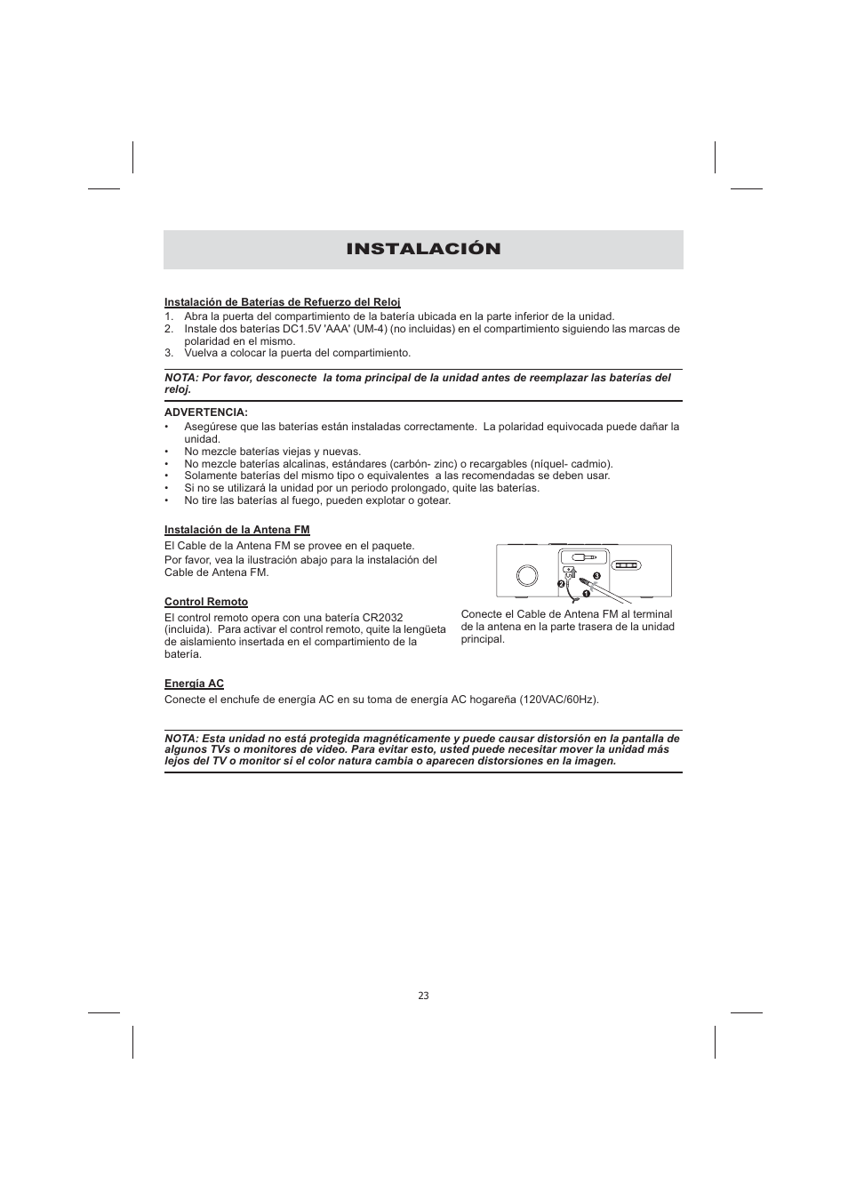 Instalación | Audiovox CE710CR User Manual | Page 27 / 60