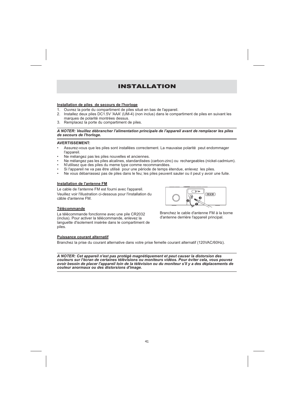 Installation | Audiovox CE710CR User Manual | Page 45 / 60