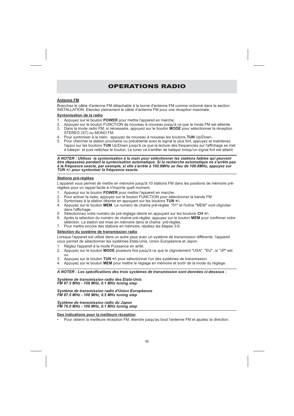 Operations radio | Audiovox CE710CR User Manual | Page 49 / 60