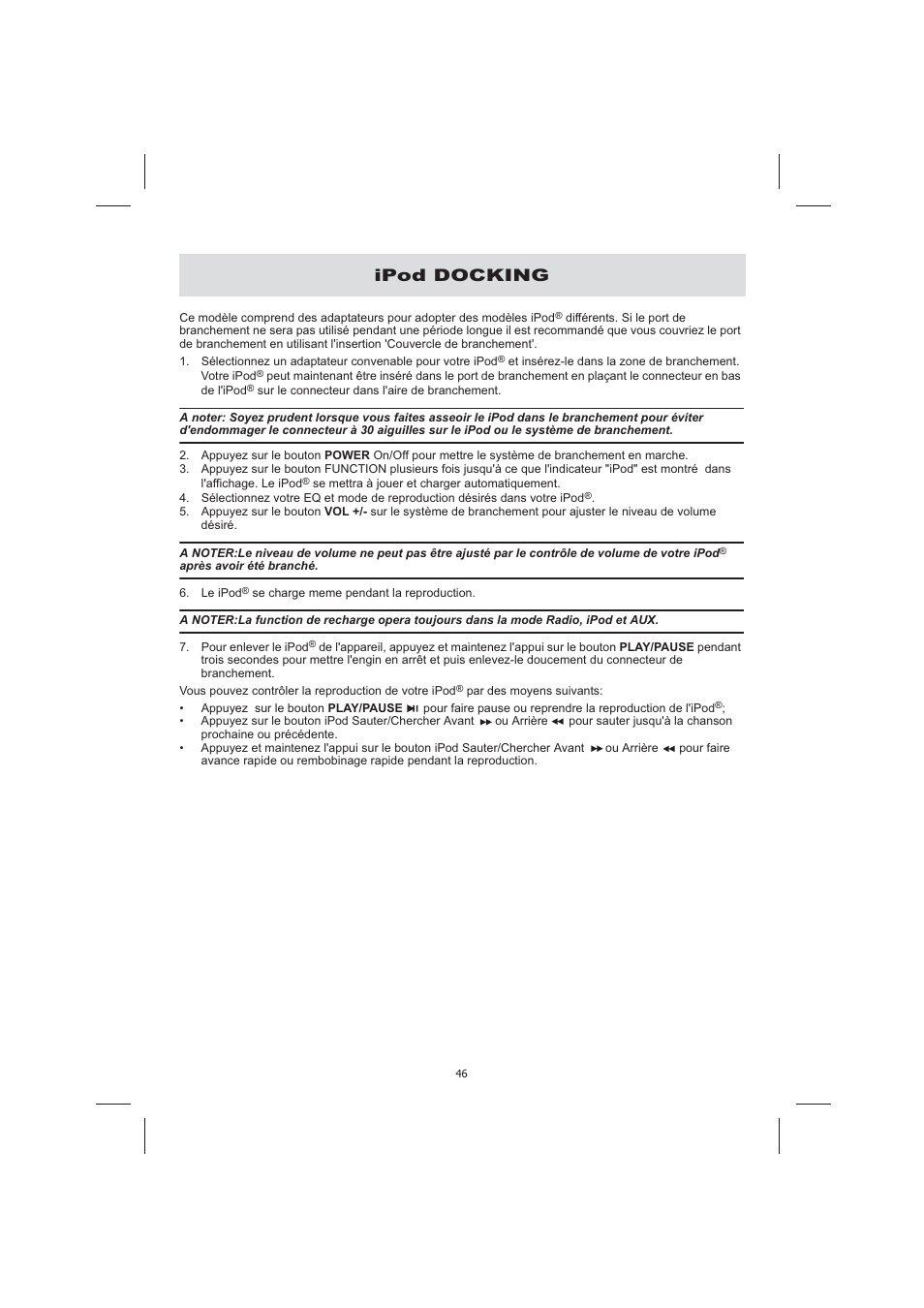 Ipod docking | Audiovox CE710CR User Manual | Page 50 / 60