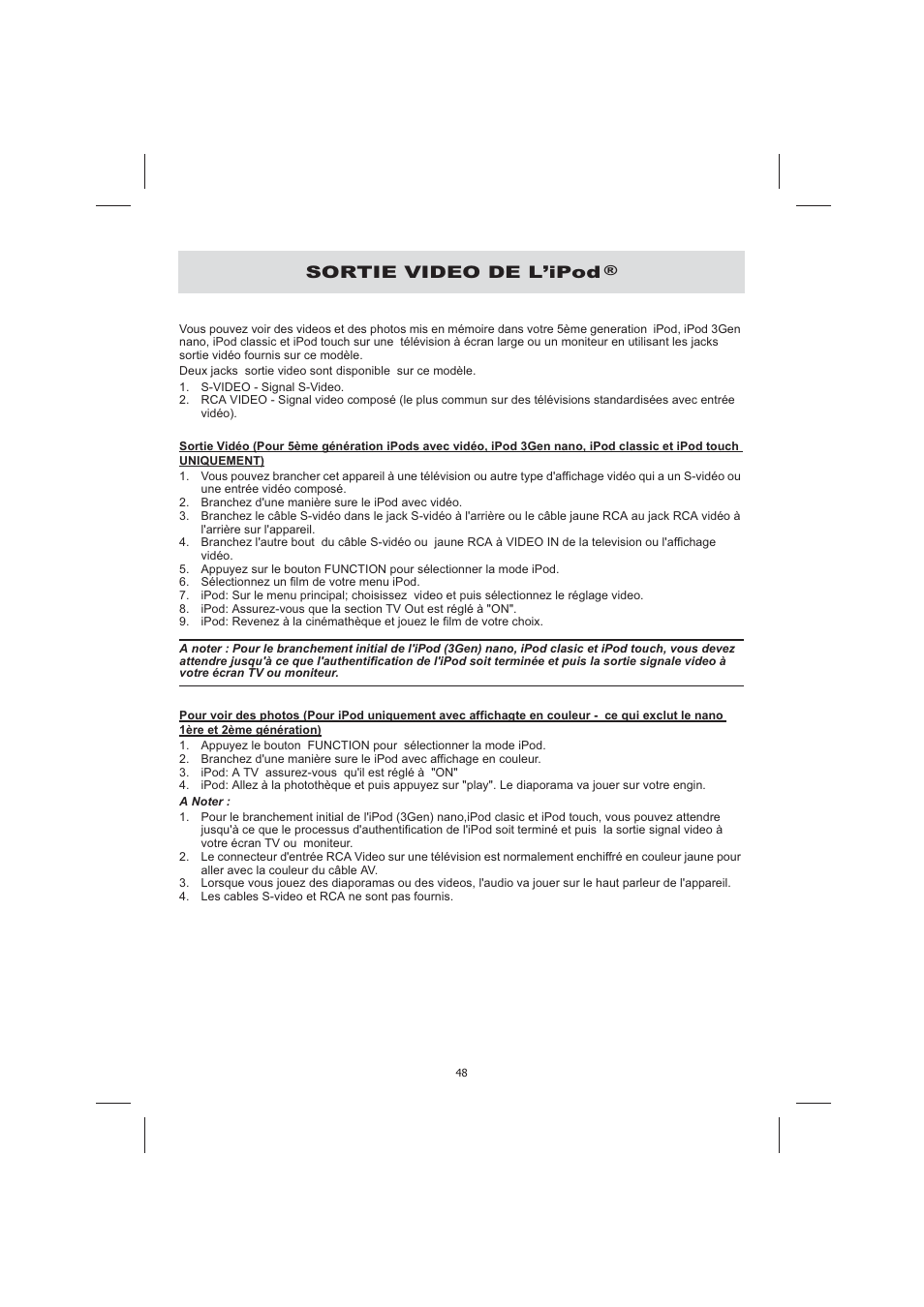 Sortie video de l’ipod | Audiovox CE710CR User Manual | Page 52 / 60