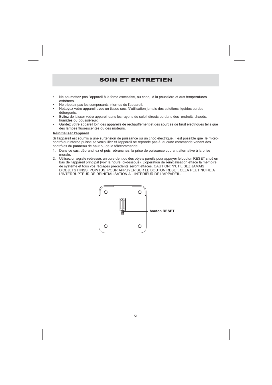 Soin et entretien | Audiovox CE710CR User Manual | Page 55 / 60