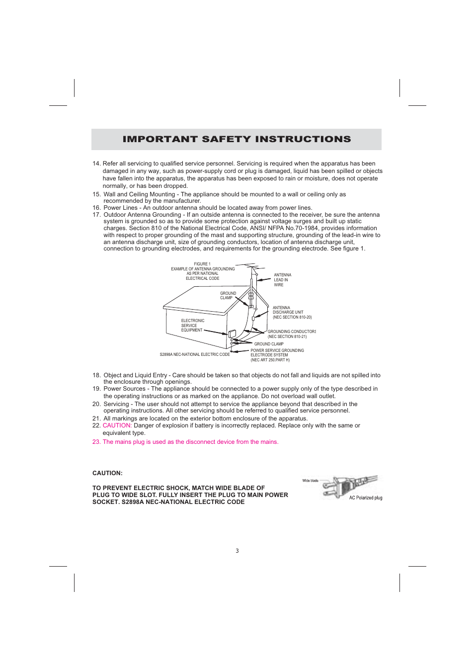 Important safety instructions | Audiovox CE710CR User Manual | Page 7 / 60