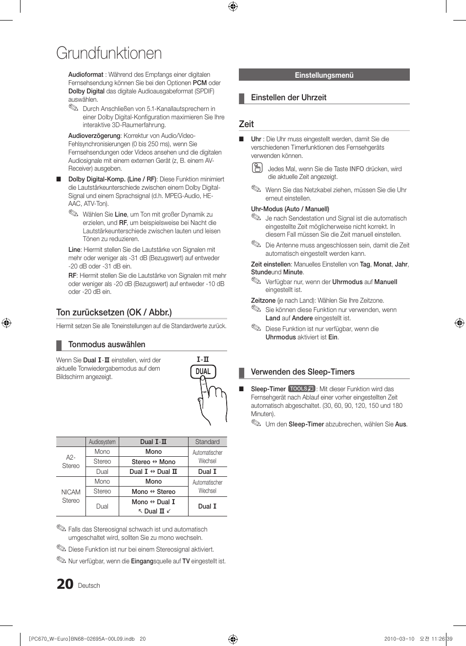 Grundfunktionen | Samsung PS50C670G3S User Manual | Page 120 / 452