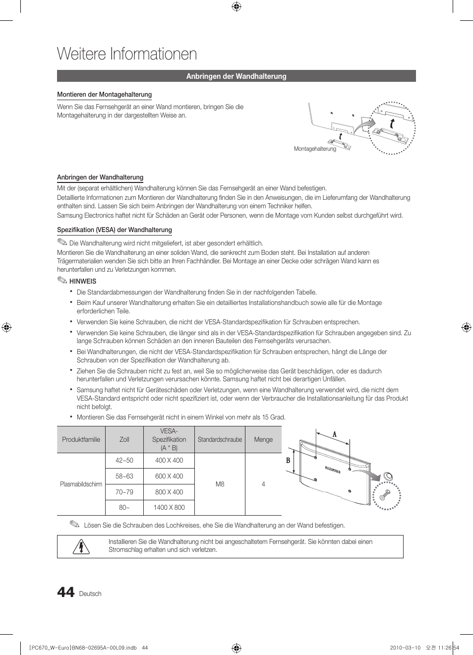 Weitere informationen | Samsung PS50C670G3S User Manual | Page 144 / 452