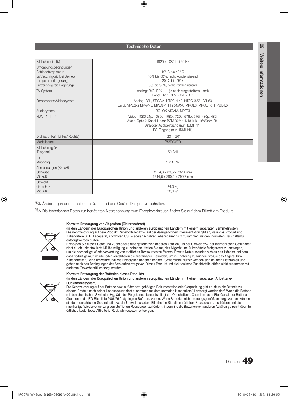 Samsung PS50C670G3S User Manual | Page 149 / 452